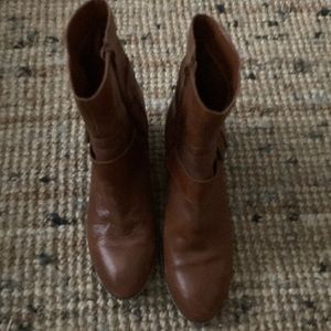 Anne Klein brown leather ankle boots, Size 9 1/2